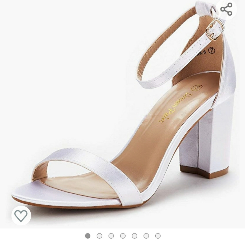 White satin heels